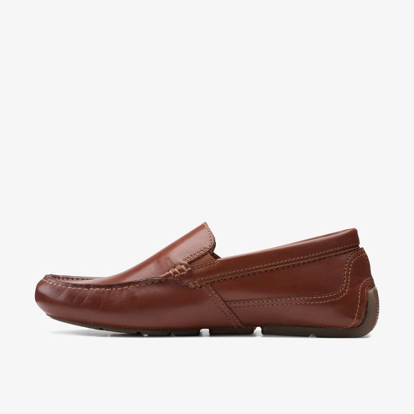Mens Markman Plain Dark Tan Leather Driving Moc Loafer - Image 2