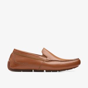 Mens Markman Plain Tan Leather Driver Loafers