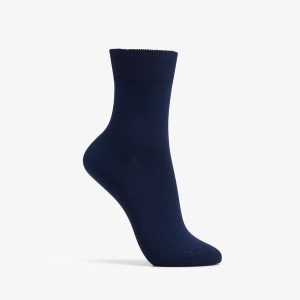 Womens Solid Dress Crew Navy Socks