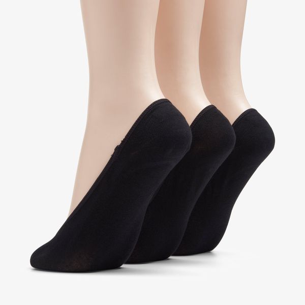 Womens 3 pack Solid Liner Black Multicolour Socks - Image 2