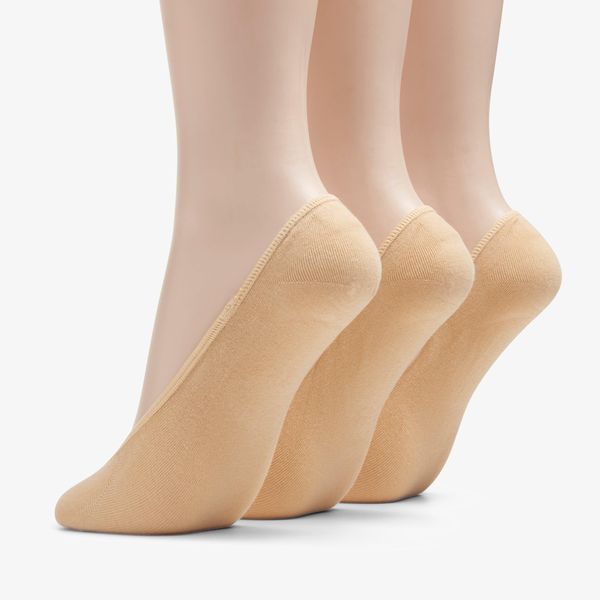 Womens 3 pack Solid Liner Tan Socks - Image 2
