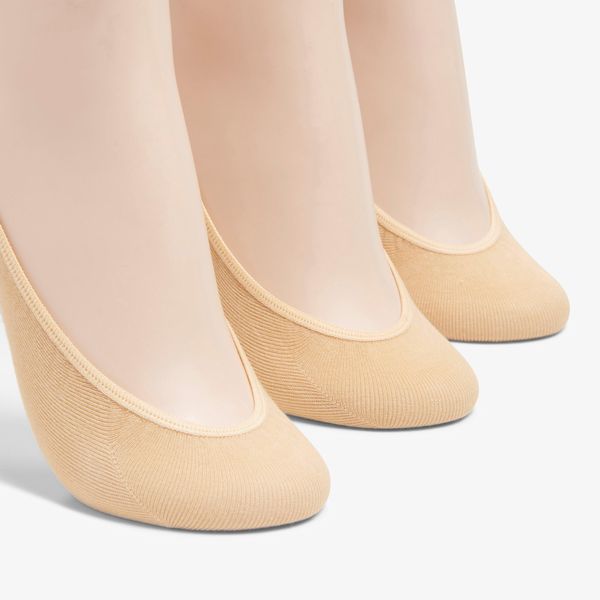 Womens 3 pack Solid Liner Tan Socks - Image 3