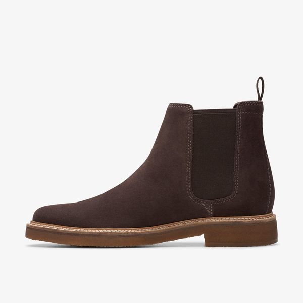 Men's Clarkdale Easy Dark Brown Suede Chelsea Boots - Image 2