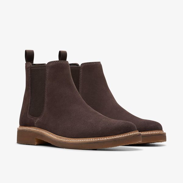 Men's Clarkdale Easy Dark Brown Suede Chelsea Boots - Image 4