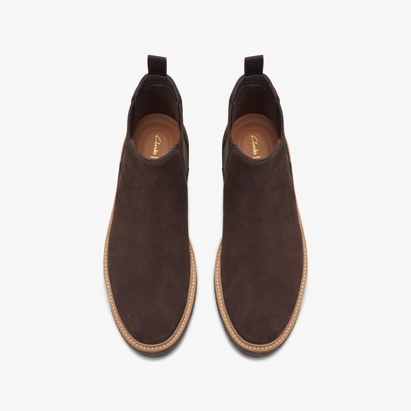 Men's Clarkdale Easy Dark Brown Suede Chelsea Boots - Image 6