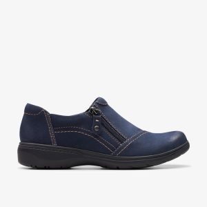 Womens Carleigh Ray Navy Nubuck Slip Ons
