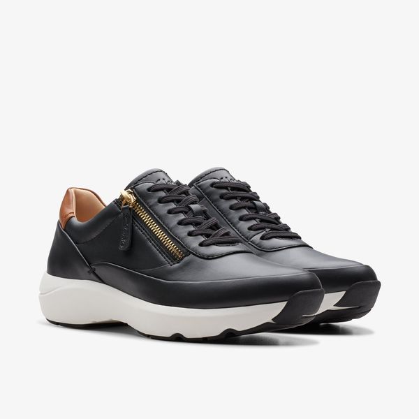 Women's Tivoli Zip Black Leather Sneakers - Image 4