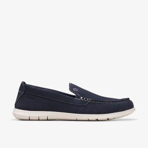 Mens Flexway Step Navy Suede Summer Loafer Slip On Shoes
