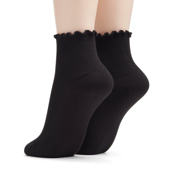 Womens Rosewelt Crew Black/Black Socks - Image 2