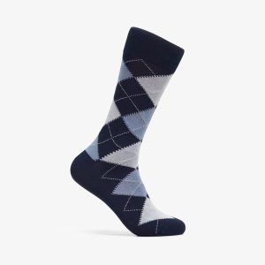 Men's Moisture Wicking Argyle Navy Crew Socks