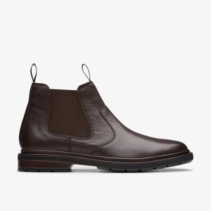 Mens Burchill Up Dark Brown Leather Chelsea Boots