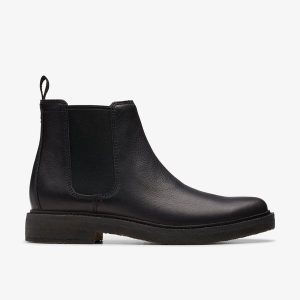 Mens Clarkdale Easy Black Leather Chelsea Boots