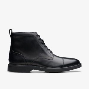 Mens Aldwin Cap Black Leather Oxford Boots
