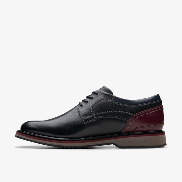 Men's Monahan Plain Black Leather Oxford Shoes| Clarks - Image 2