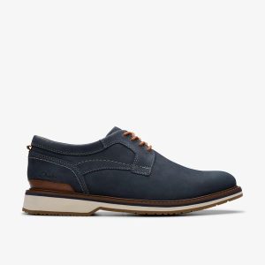 Men's Monahan Plain Navy Nubuck Oxford Shoes| Clarks