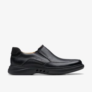 Mens Un Briley Step Black Leather Loafer| Clarks