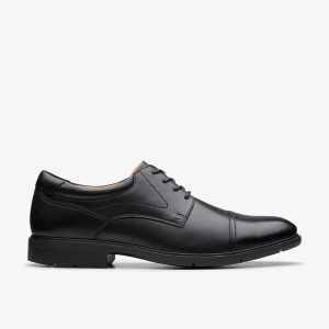 Men's Eldredge Cap Black Leather Oxford Shoes| Clarks