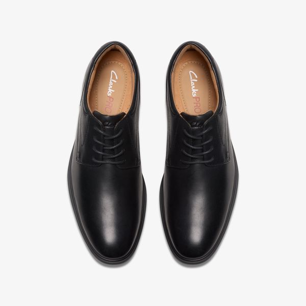 Men's Eldredge Plain Black Leather Oxford Shoes| Clarks - Image 6