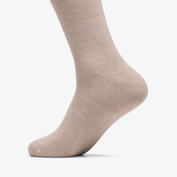 Men's Tan Marled Cotton Blend Crew Socks - Image 2