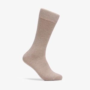 Men's Tan Marled Cotton Blend Crew Socks