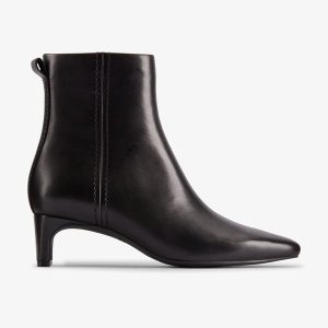 Womens Edina Up Black Leather Ankle Boots