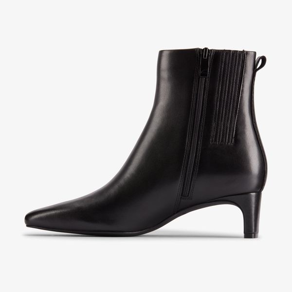 Womens Edina Up Black Leather Ankle Boots - Image 2