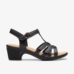 Women's Emily 2 Rose Black Leather Heeled Sandals