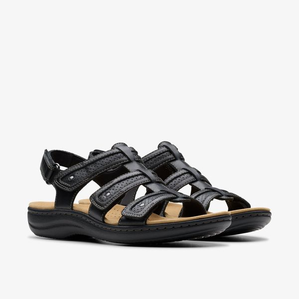 Womens Laurieann Ivy Black Leather Flat Sandals - Image 4