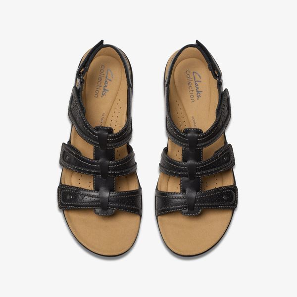 Womens Laurieann Ivy Black Leather Flat Sandals - Image 6