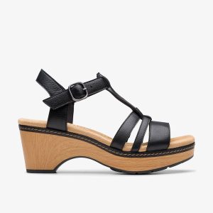 Women's Seannah Madi Black Leather Wedges