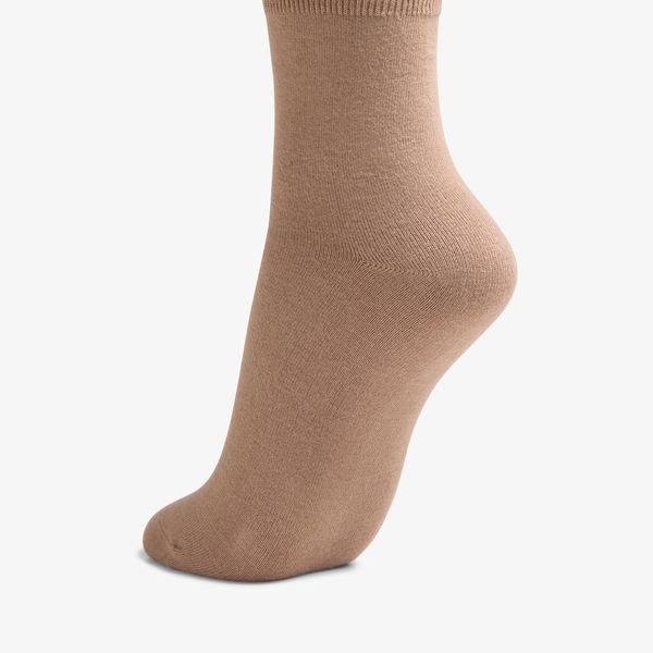 Womens Solid Dress Crew Khaki Socks - Image 2
