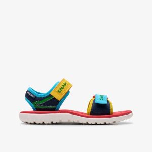 Kids Surfing Ace Navy Print Flat Sandals