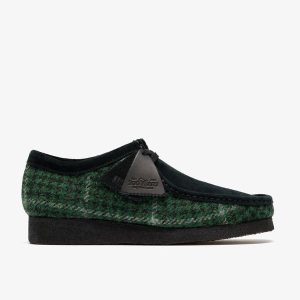 Mens Green Tweed Combination Wallabees