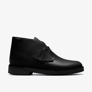 Mens Black Leather Desert Boot Gore-Tex