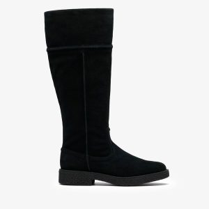 Womens Nella Hi Black Suede Knee High Boots