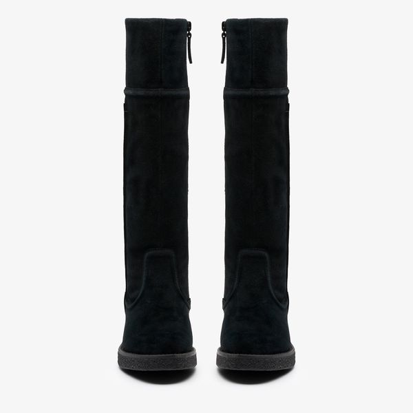 Womens Nella Hi Black Suede Knee High Boots - Image 6