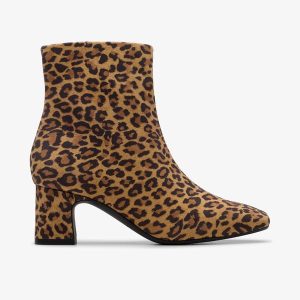 Women's Fernie Zip Leopard Suede Ankle Boots