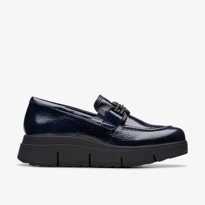 Womens Loriini Izzy Navy Patent Loafers