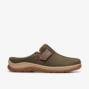 Womens Orlene Clog Olive  Nubuck Clogs & Mules