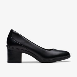 Womens Shaya Poppy Black Leather Pumps
