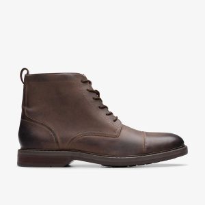 Mens Aldwin Cap Brown Leather Boots| Clarks