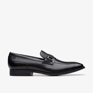 Mens Paulton Lo Black Leather Loafers