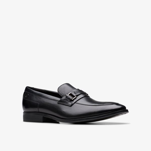 Mens Paulton Lo Black Leather Loafers - Image 4