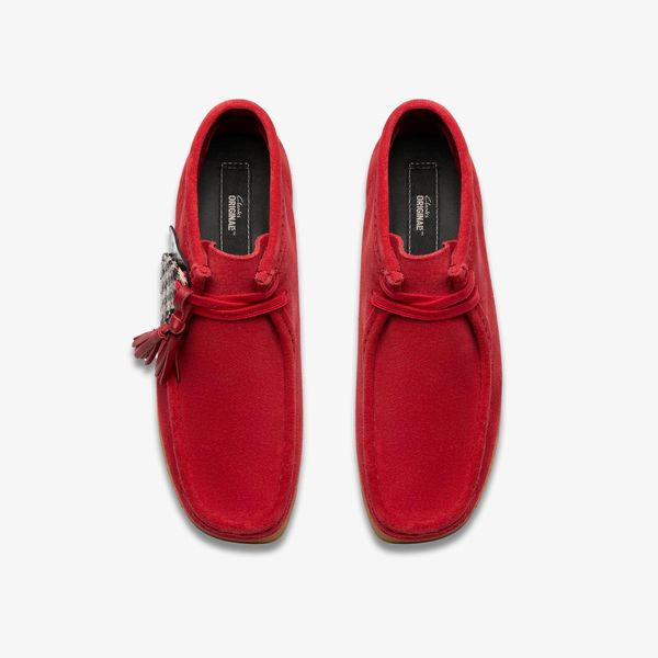 Womens Red Suede Wallabee Boots - Image 6