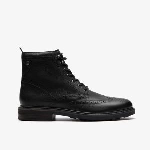 Mens Newford Lace Boots Black Leather
