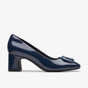 Womens Fernie Trim Navy Patent Heels