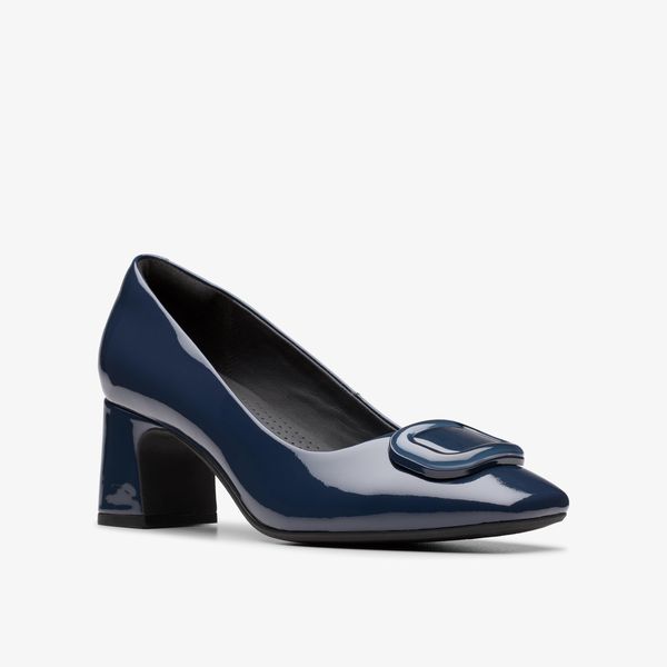 Womens Fernie Trim Navy Patent Heels - Image 4