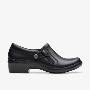 Womens Angie Holly Black Leather Troer Shoes