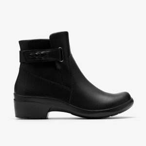 Womens Angie Serena Black Leather Ankle Boots