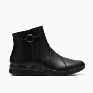 Womens Ellowyn Deva Black Leather Ankle Boots